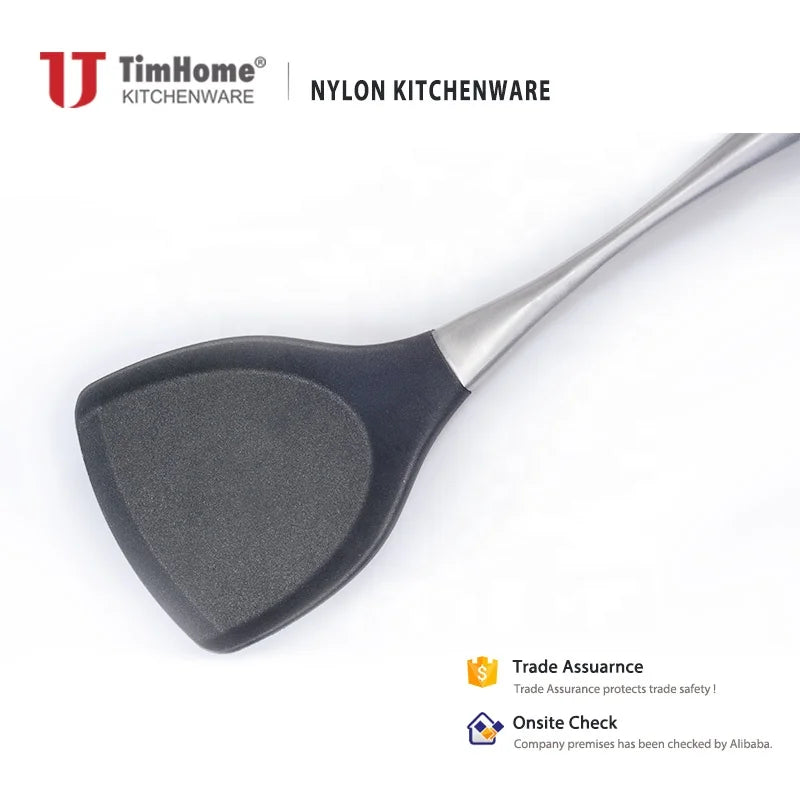 Food Grade Nylon Cookware with Stainless Steel Handle Cooking Utensils Silicone Tools