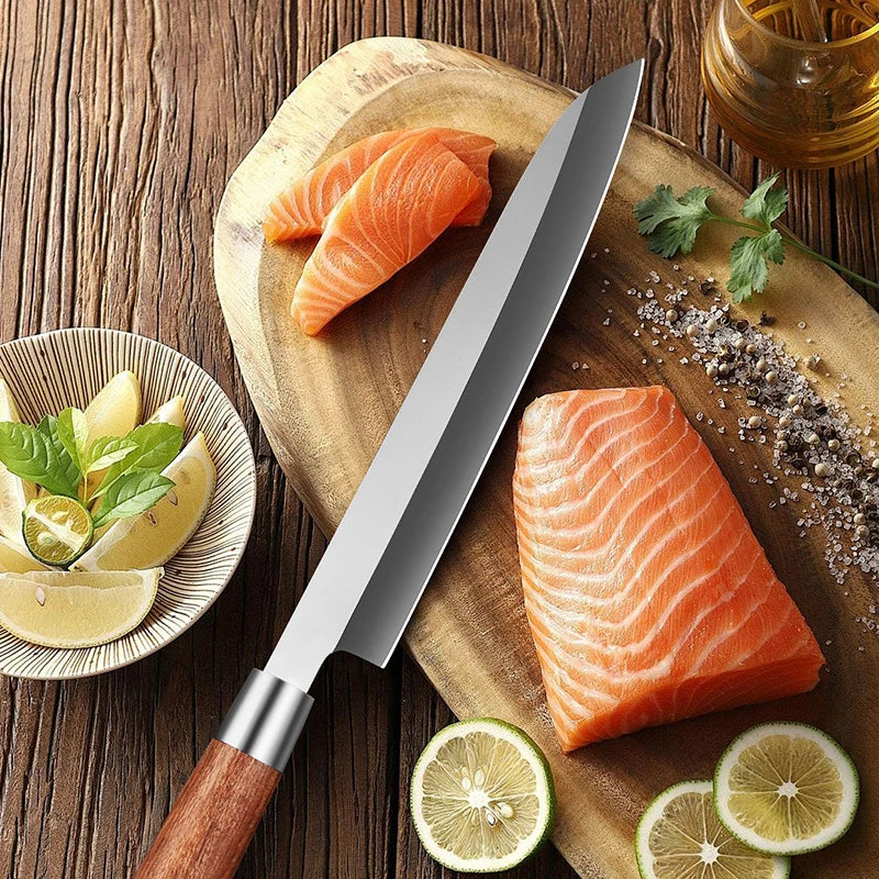 sashimi knife 8 inch Knife Japanese X7Cr17MoV Sushi Chef Knives Fish Fillet Slicing Salmon Knife Bubinga Wood Handle
