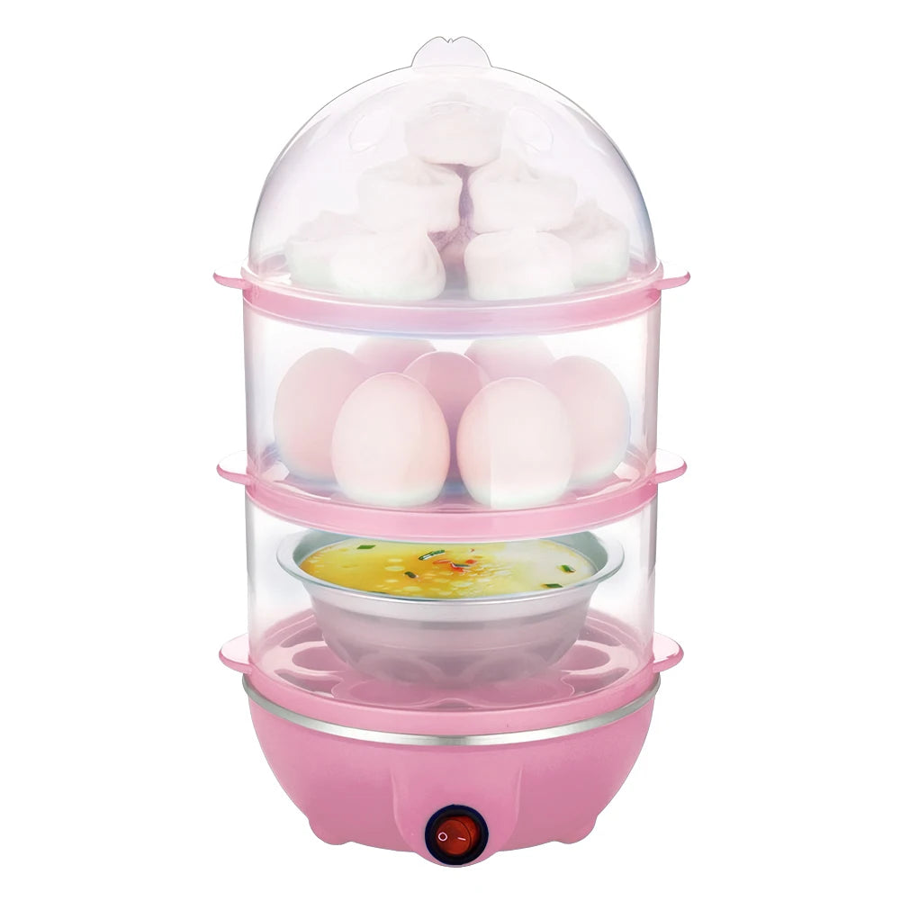 110V/220V Electric Egg Boiler Rapid Heating Mini Kitchen Poacher Auto-Off Portable Milk Steamer for Cooking Breakfast Machine