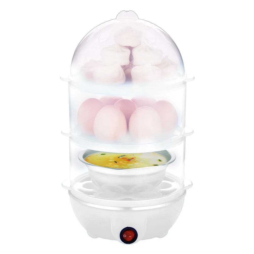 110V/220V Electric Egg Boiler Rapid Heating Mini Kitchen Poacher Auto-Off Portable Milk Steamer for Cooking Breakfast Machine