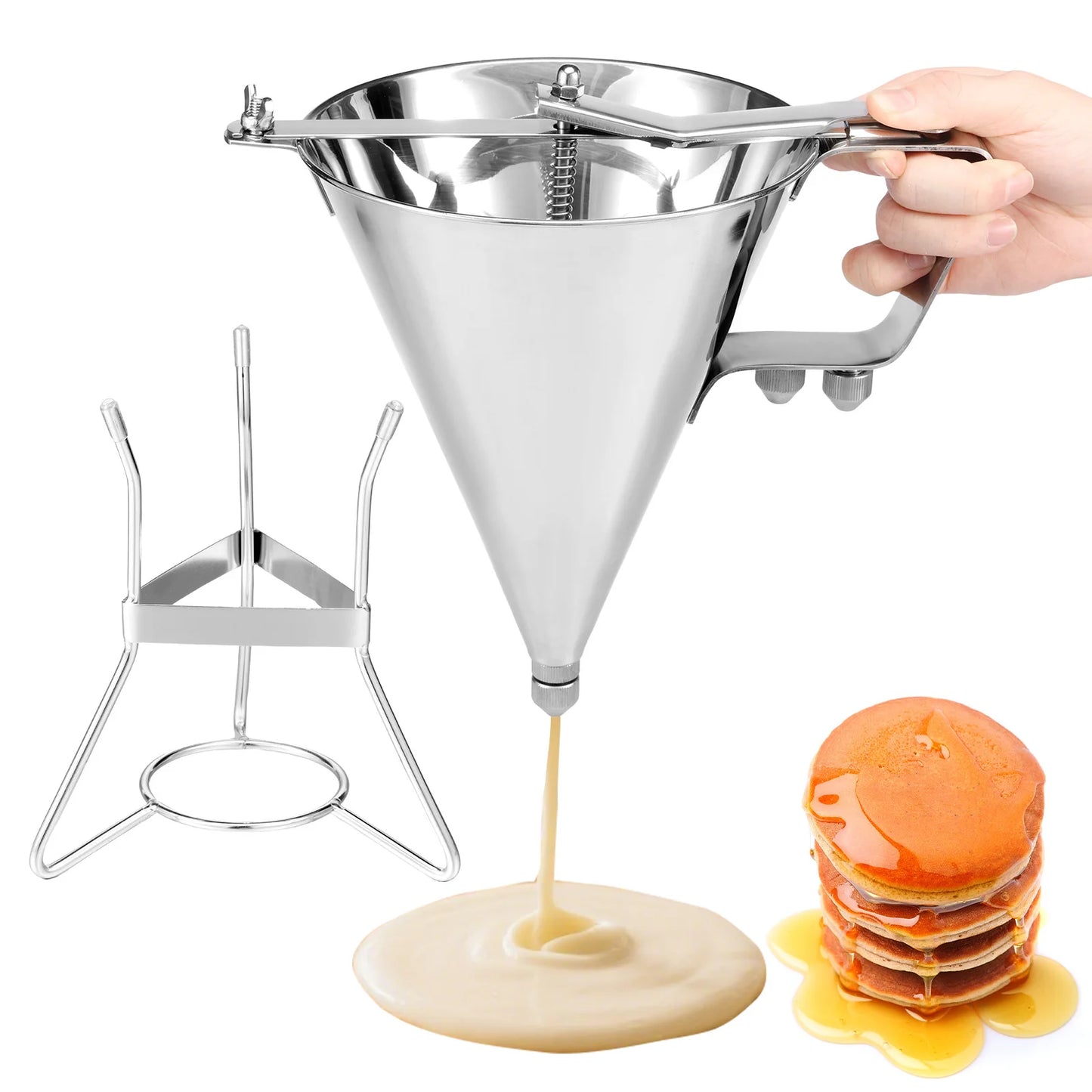 Stainless Steel Funnel Dispenser Octopus Balls Batter Baker Cooking Tool with Rack Cupcake Pancake Batter Maker Kitchen Tools