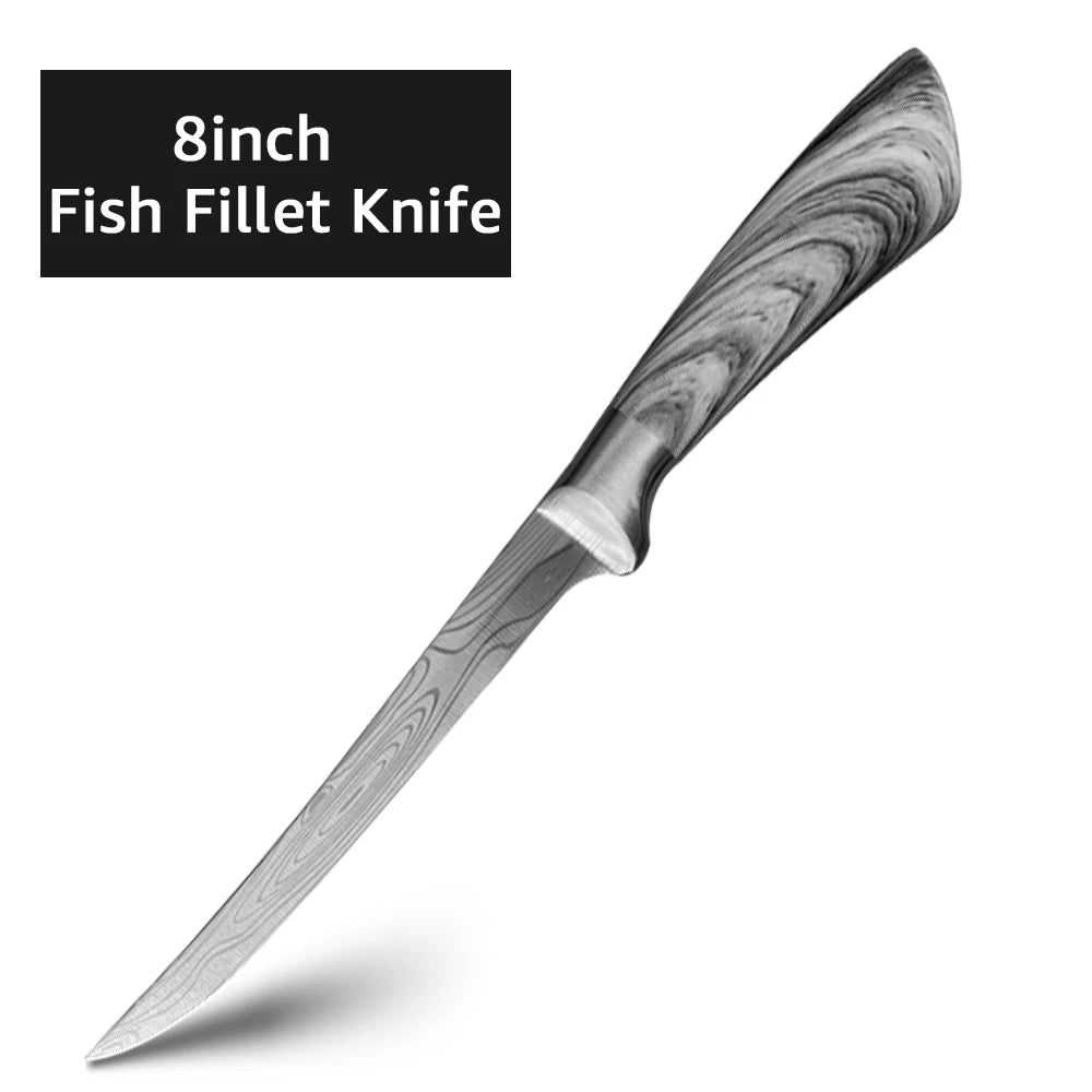 Fishing Knife Stainless Steel Boning Knife Meat Cleaver Butcher Pro Chef Kitchen Knife for Slicing Fish Fruit Vegetable Cooking