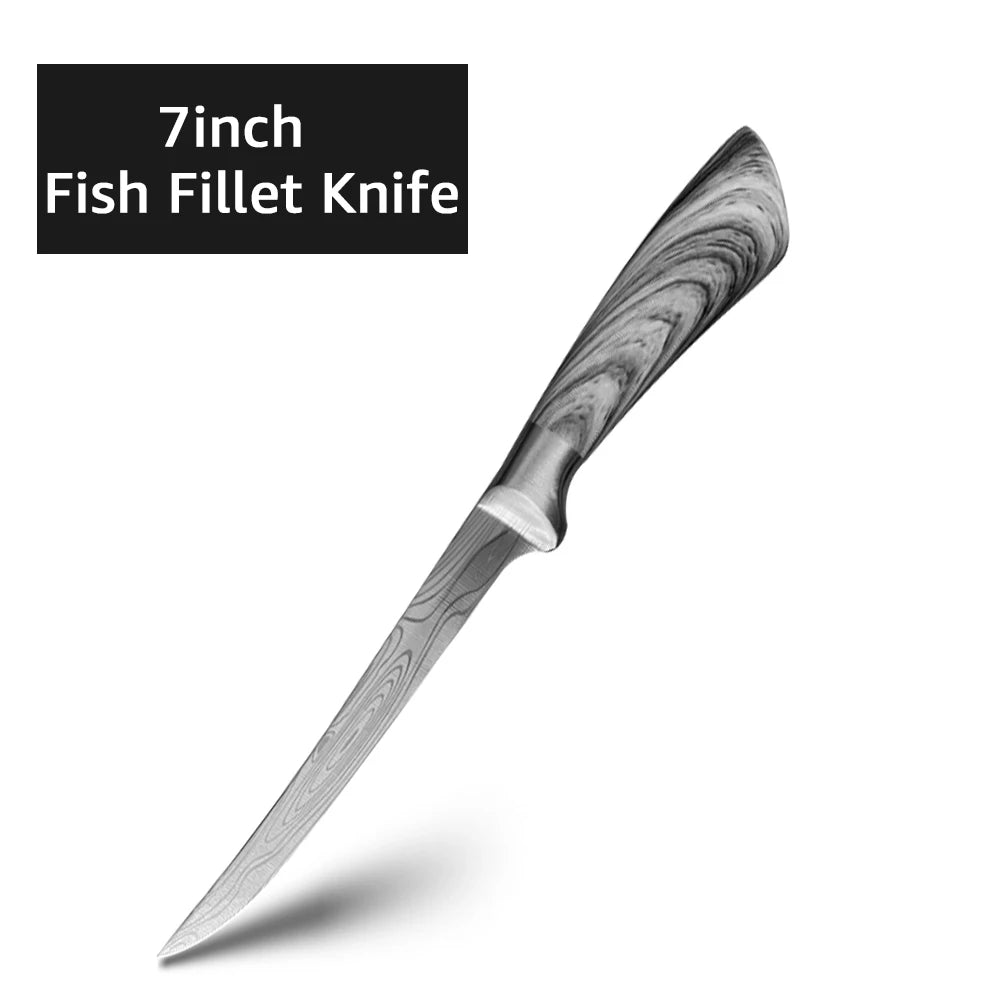 Fishing Knife Stainless Steel Boning Knife Meat Cleaver Butcher Pro Chef Kitchen Knife for Slicing Fish Fruit Vegetable Cooking