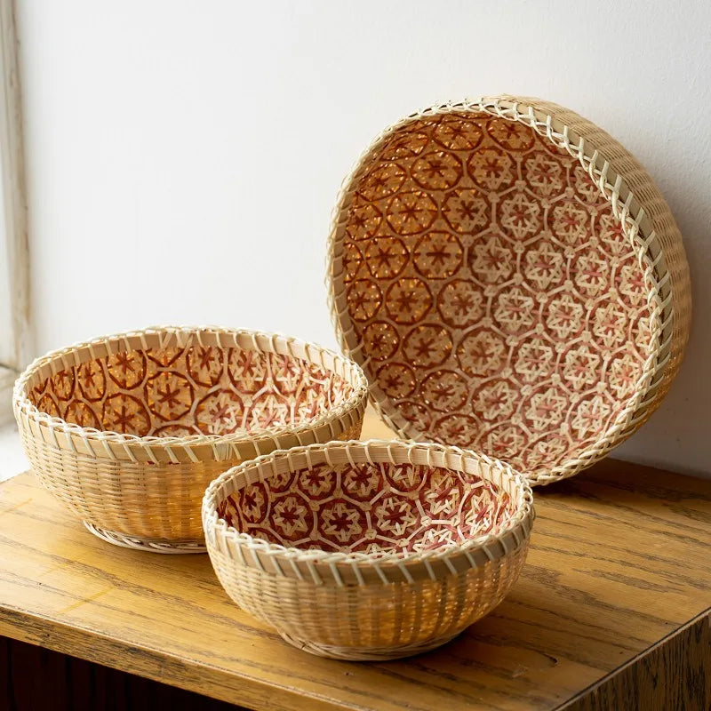 Bamboo Baskets Hand Woven Baskets Fruit Baskets Household Kitchen Storage
