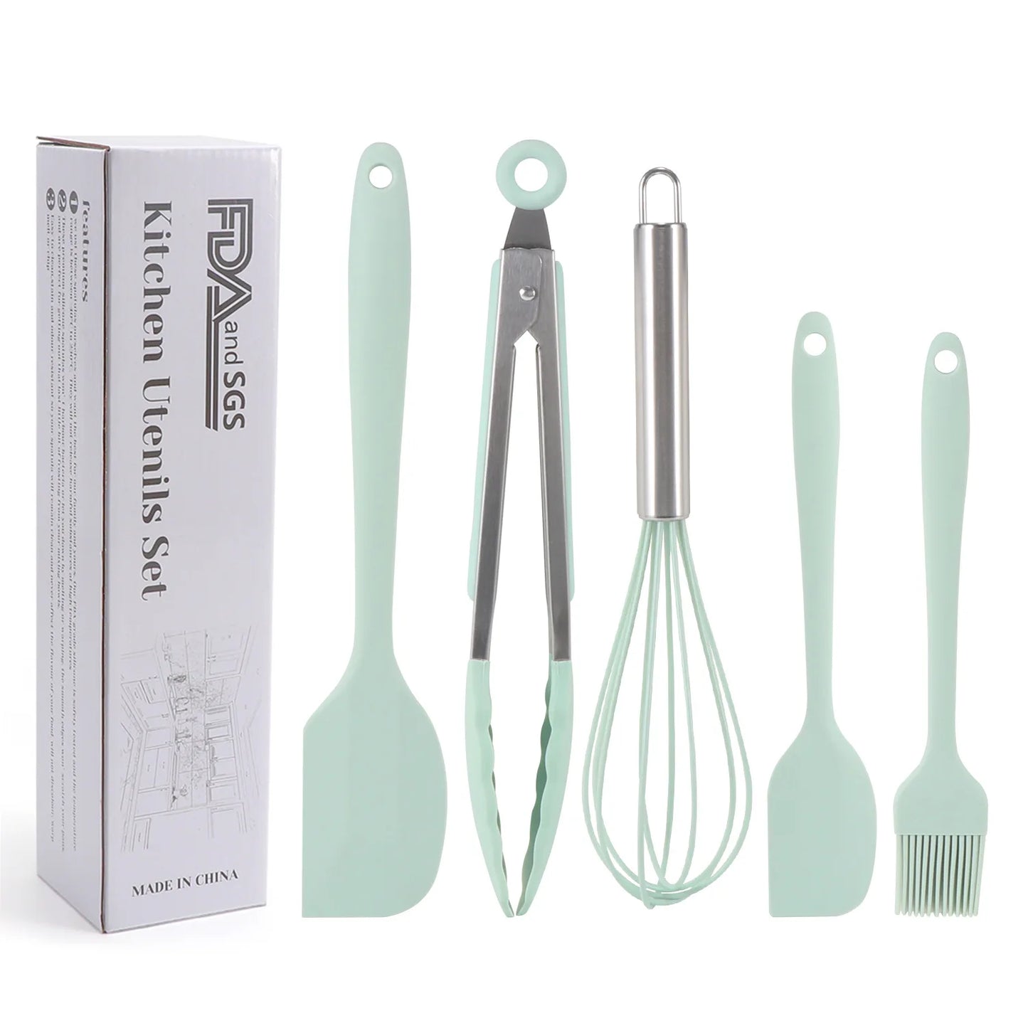 Silicone scraper 5-piece set, non stick cookware, DIY baking cake tools, kitchenware set, scraper 5-piece set