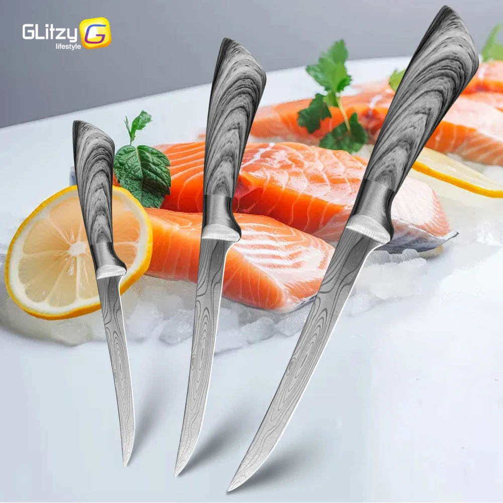 Fishing Knife Stainless Steel Boning Knife Meat Cleaver Butcher Pro Chef Kitchen Knife for Slicing Fish Fruit Vegetable Cooking