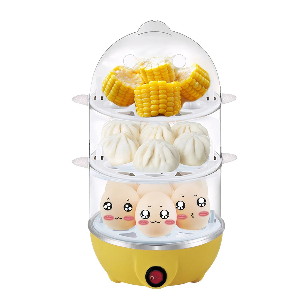 110V/220V Electric Egg Boiler Rapid Heating Mini Kitchen Poacher Auto-Off Portable Milk Steamer for Cooking Breakfast Machine