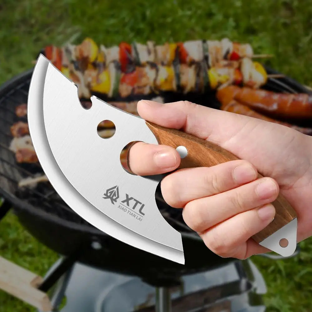 Compact Polished Stainless Steel Kitchen Knife – 5.7-Inch Blade, Thickened Design, Solid Wood Handle, Protective Sheath Included