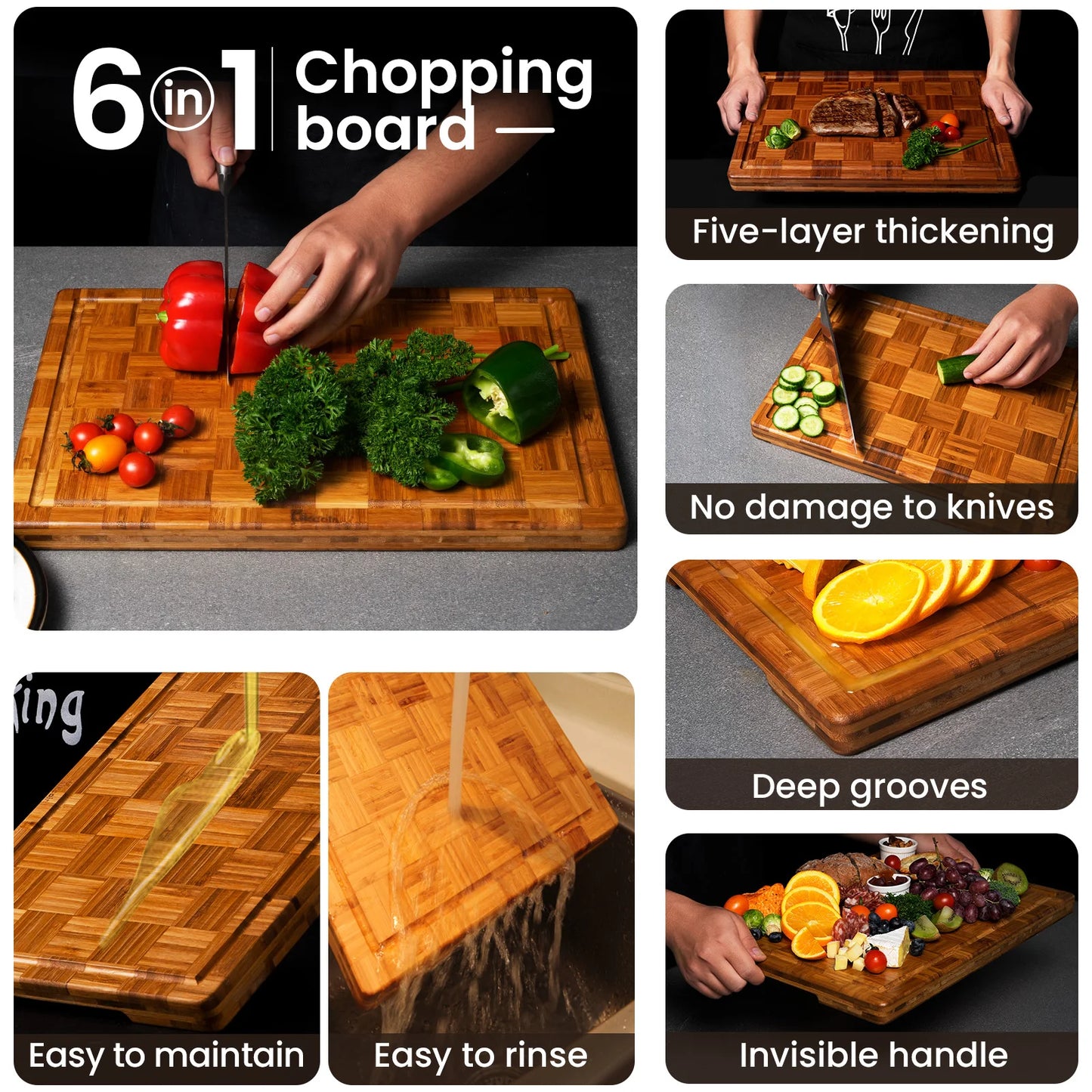 Large cutting board, Stitching cutting board, kitchen board, five-layer thickening,christmas gifts, gift for family and friends