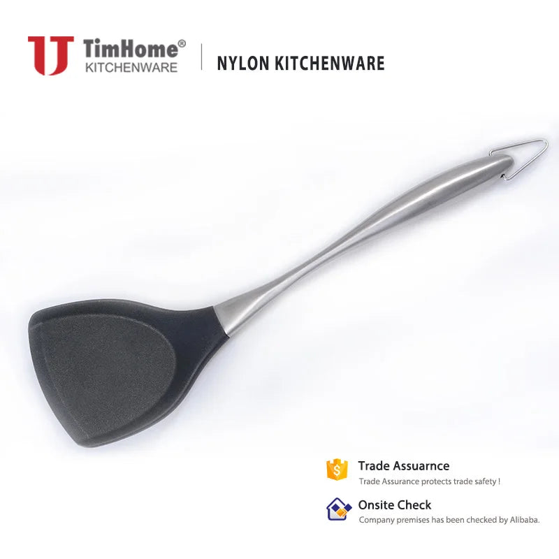 Food Grade Nylon Cookware with Stainless Steel Handle Cooking Utensils Silicone Tools