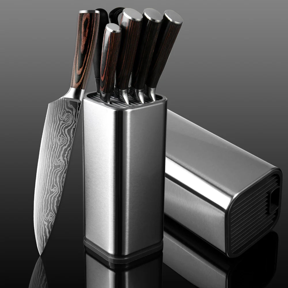 Kitchen Knife 8PCS Set With Knife Holder  Sharpening Stick, Stainless Steel Chef Knife Slicing Knife Sharp Cut Vegetables Meat