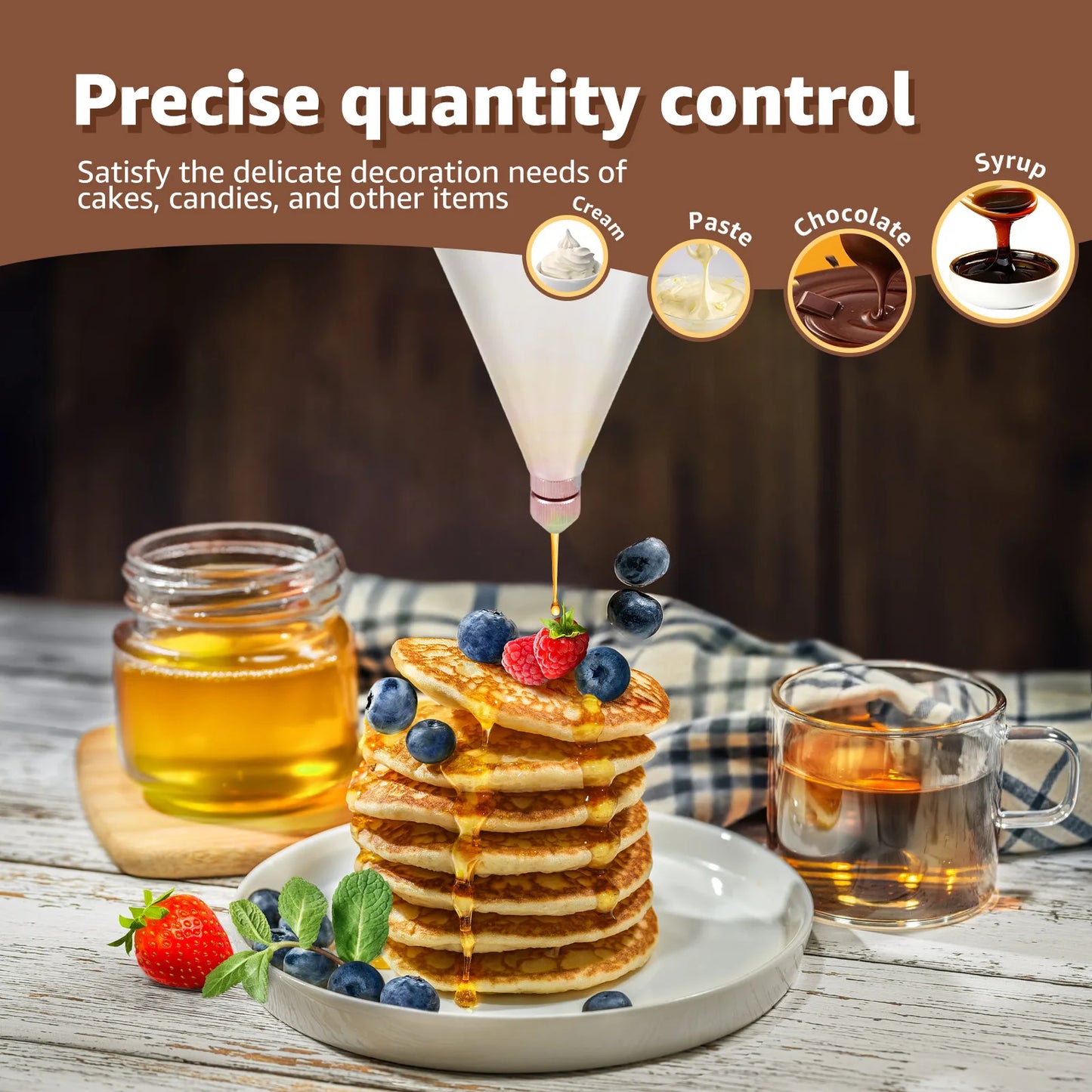 Stainless Steel Funnel Dispenser Octopus Balls Batter Baker Cooking Tool with Rack Cupcake Pancake Batter Maker Kitchen Tools