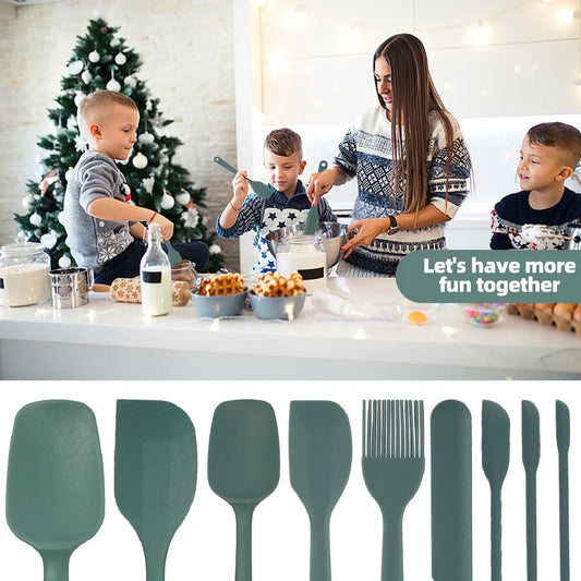 Silicone Baking Tool Set 6-piece/ 9-piece Cream Scraper Oil Brush Heat-resistant Food Grade BBQ and Kitchen Utensils