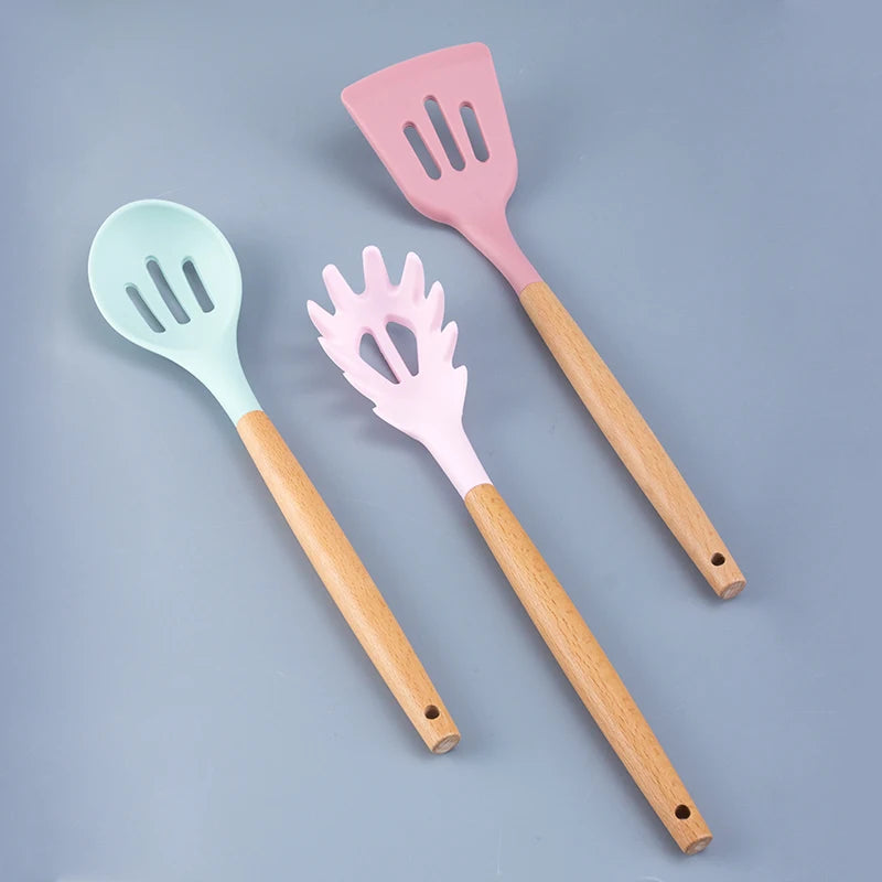 Kitchen Utensil Set 11 Cooking Utensils Colorful Silicone Kitchen Utensils Nonstick Cookware with Spatula Set