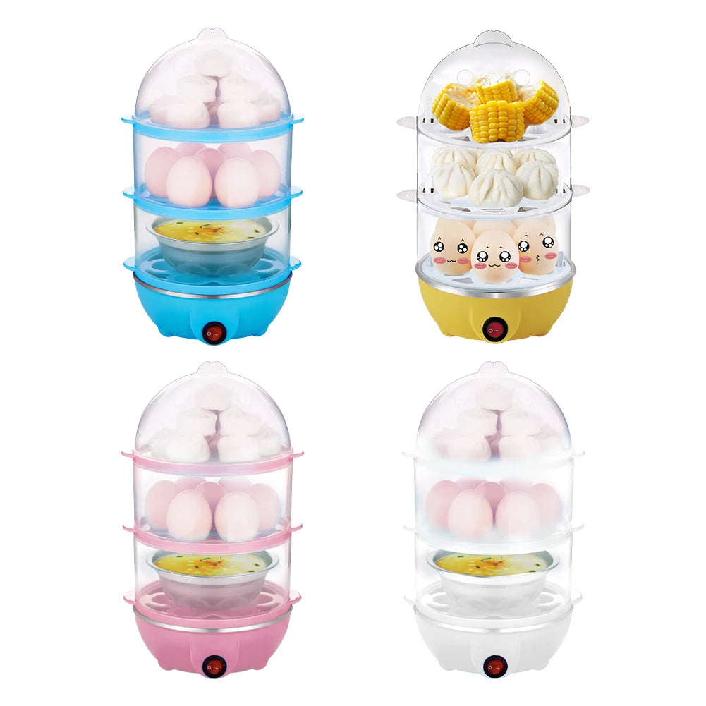 110V/220V Electric Egg Boiler Rapid Heating Mini Kitchen Poacher Auto-Off Portable Milk Steamer for Cooking Breakfast Machine