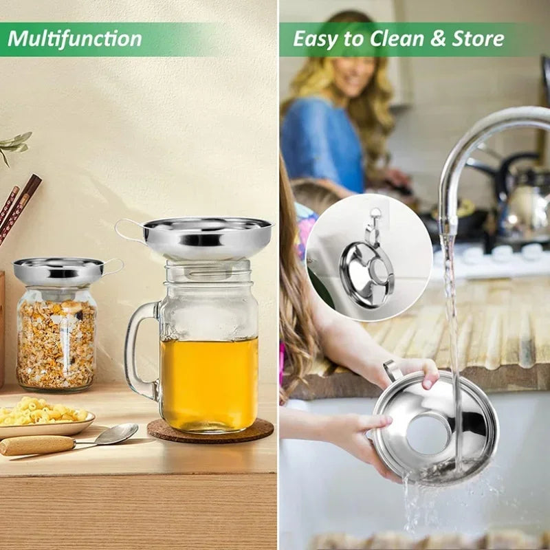 Stainless Steel Filling Funnel Wide Mouth Jar Funnel with Handle for Wide Mouth Jars and Ordinary Mouth Jar Kitchen Filling Tool