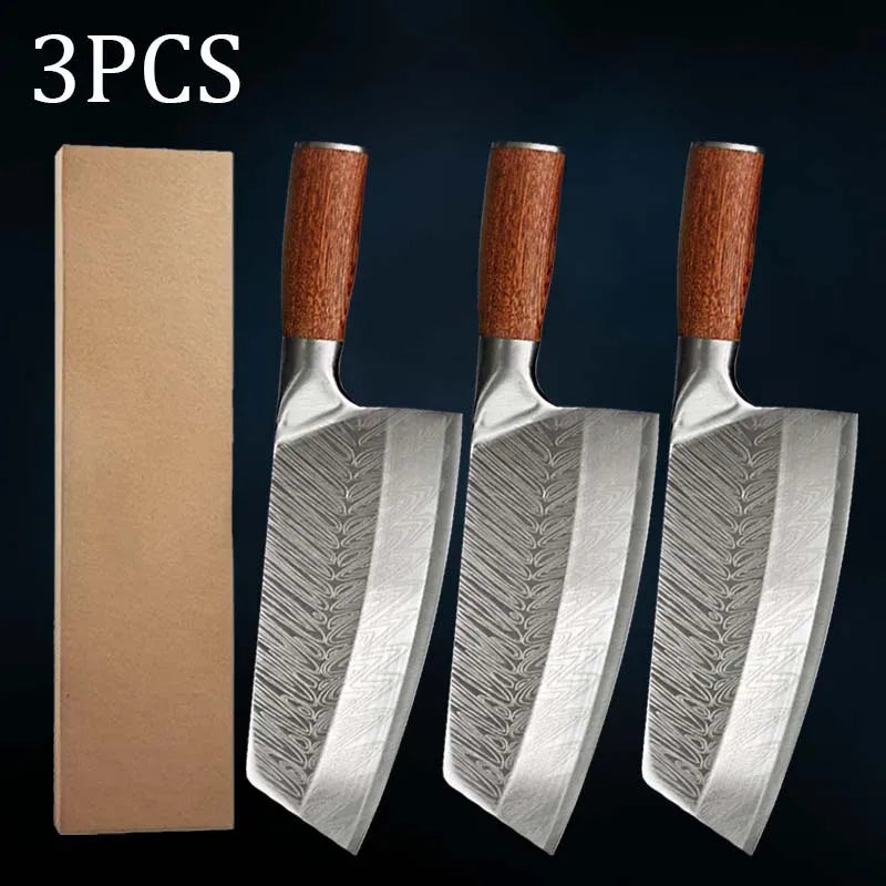 1PC 3PCS Stainless Steel Chef Knife Wood Handle Kitchen Utility Chopper Boning Meat Cleaver Slicing Vegetable Cooking Tools