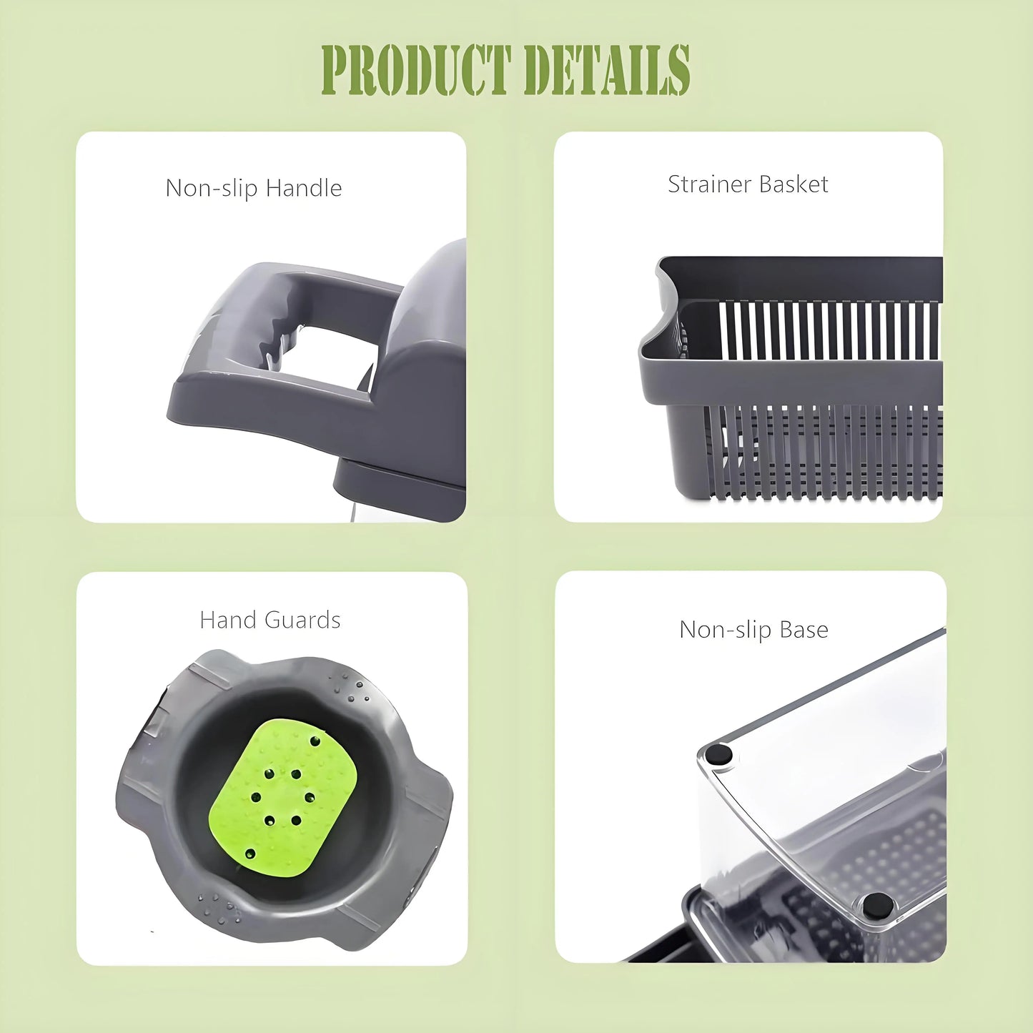 Professional Manual Food Chopper 15pc Kit with Strainer Basket BPA-Free & Dishwasher Safe Meal Prep Essential Kitchen Tool
