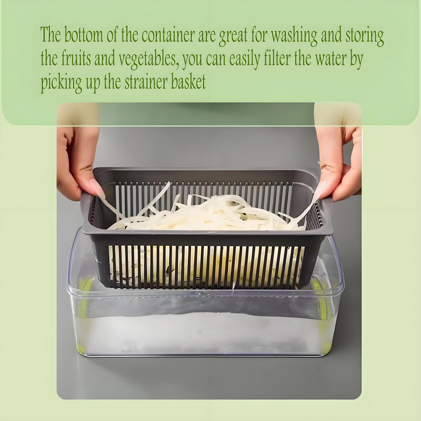 Professional Manual Food Chopper 15pc Kit with Strainer Basket BPA-Free & Dishwasher Safe Meal Prep Essential Kitchen Tool