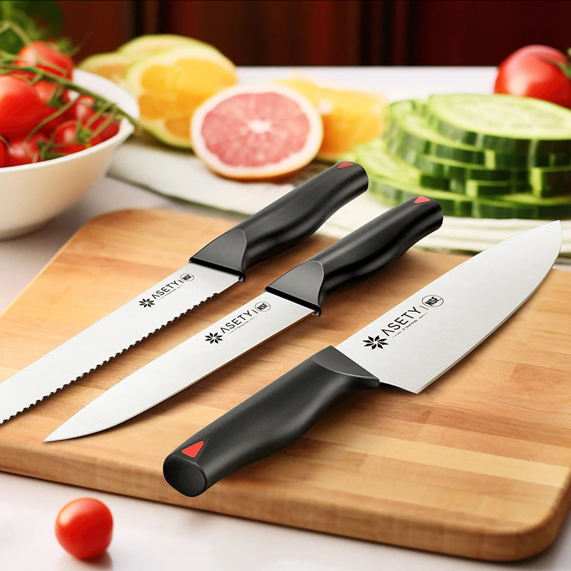 15 PCS Kitchen knife Set with Bulti-in Sharpener Block - Stainless Steel Knife Block Set - Dishwasher Safe Knives Sets