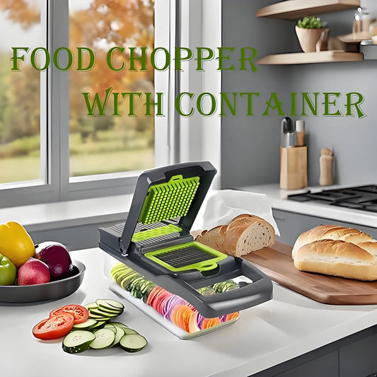 Professional Manual Food Chopper 15pc Kit with Strainer Basket BPA-Free & Dishwasher Safe Meal Prep Essential Kitchen Tool