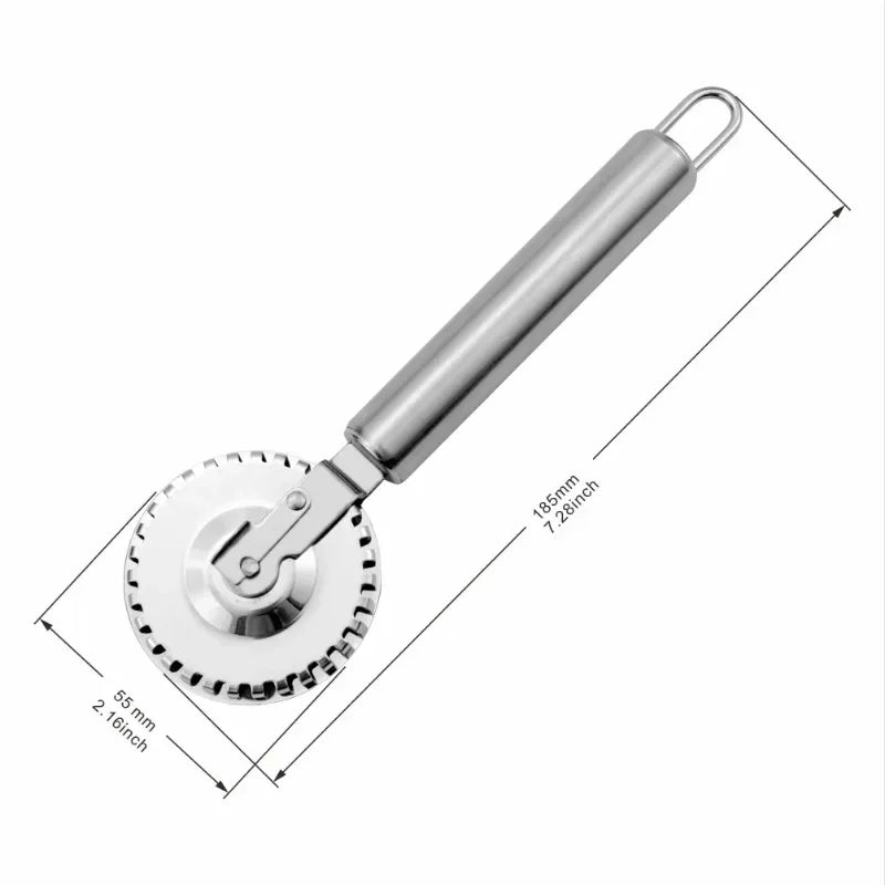 Stainless steel pastry roller edge sealing embossing knife, pie filling dumpling fancy double-sided rolling lace cutting knife