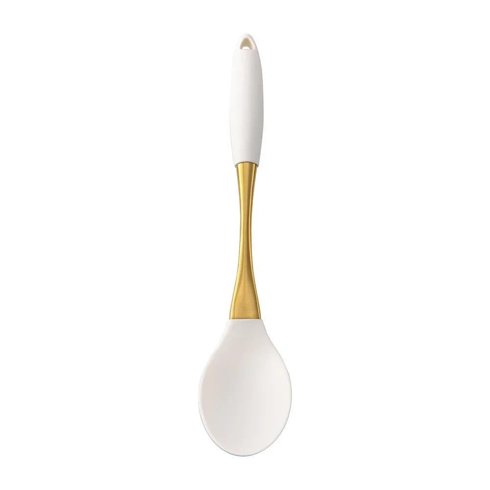 1Pc Silicone Kitchenware Cooking Utensils White Gold Kitchen Accessories Spatula Turner Heat-resistant Pasta Colander Shovel