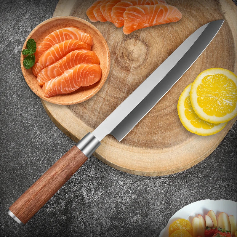 sashimi knife 8 inch  Knife Japanese X7Cr17MoV  Sushi Chef Knives Fish Fillet Slicing Salmon Knife Bubinga Wood Handle