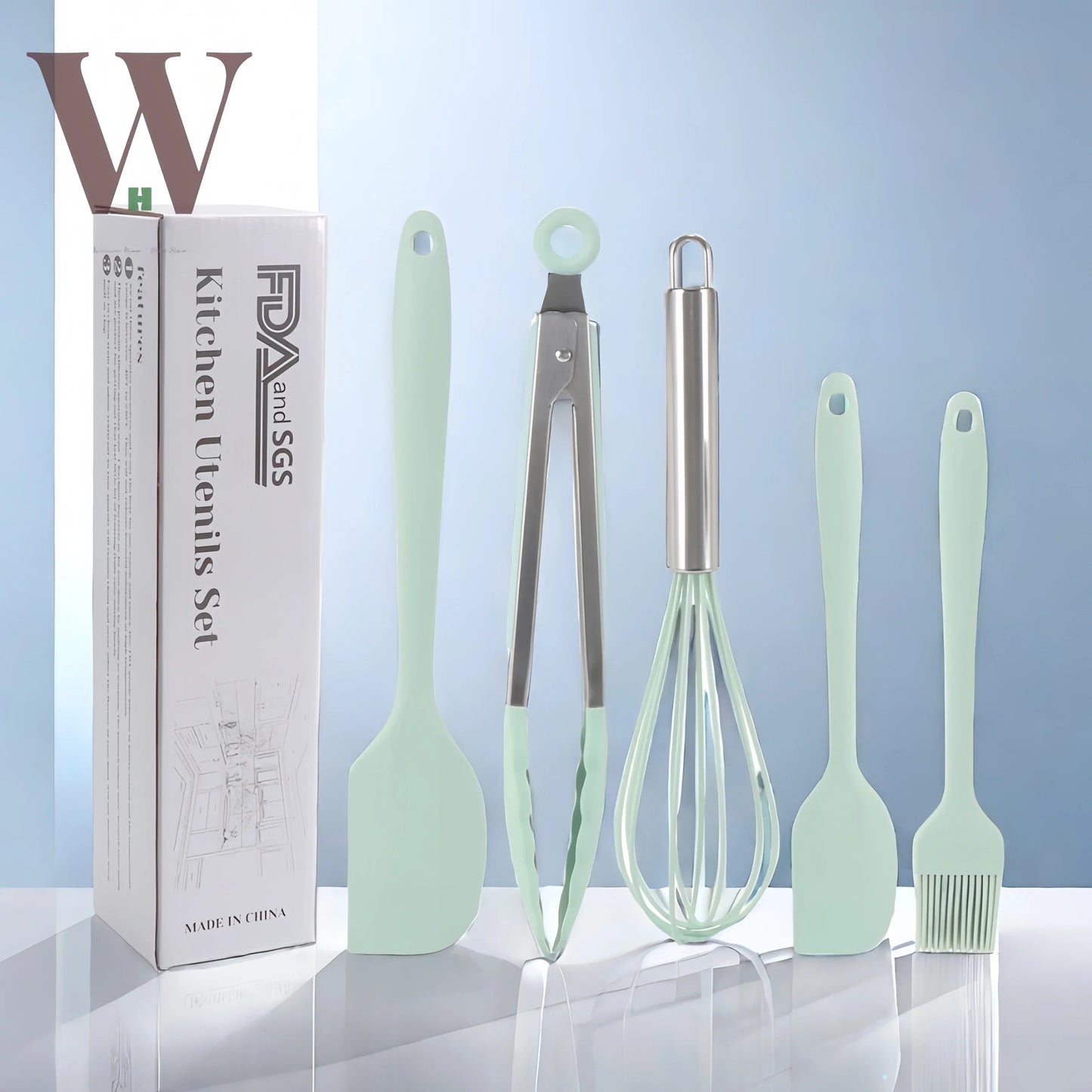 Silicone scraper 5-piece set, non stick cookware, DIY baking cake tools, kitchenware set, scraper 5-piece set