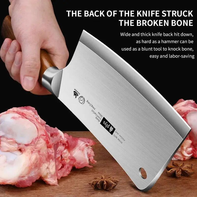 Hand Forged Kitchen Chef Knife Heavy Duty Bone Meat Butcher Cleaver, Multi-Functional knife for Home and Commercial Kitchens