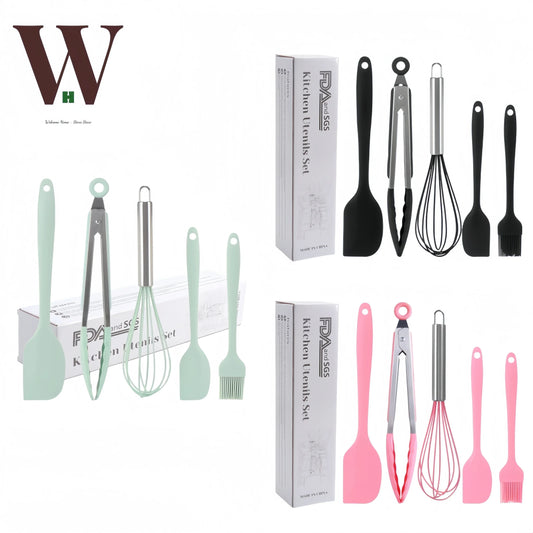 Silicone scraper 5-piece set, non stick cookware, DIY baking cake tools, kitchenware set, scraper 5-piece set