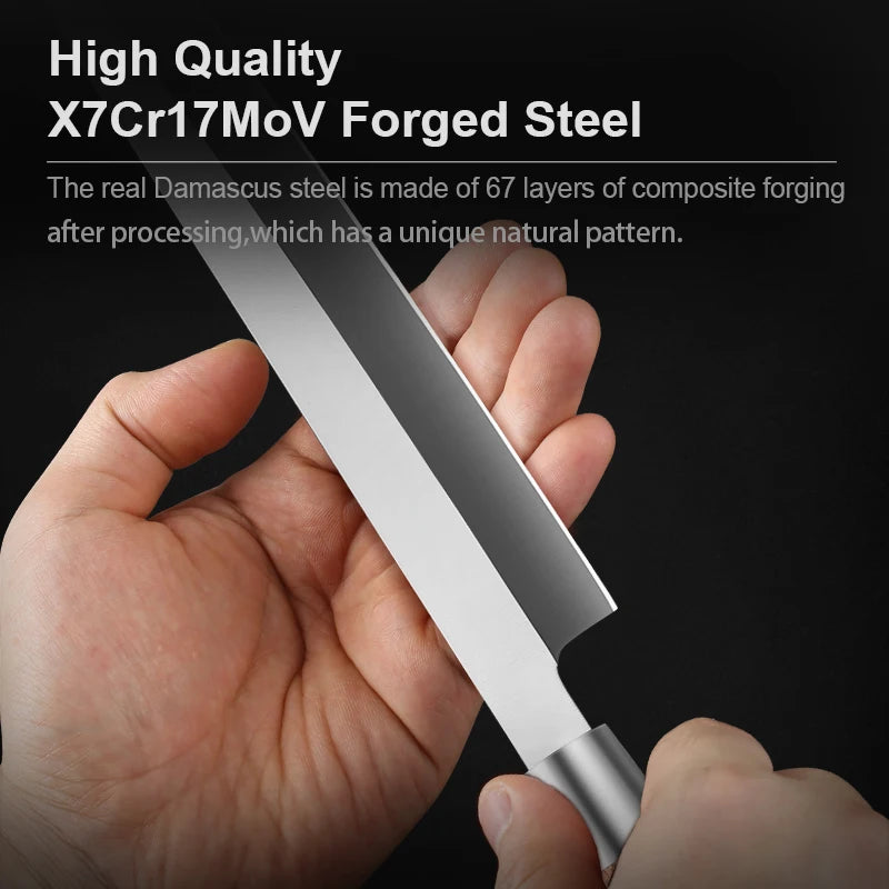 sashimi knife 8 inch  Knife Japanese X7Cr17MoV  Sushi Chef Knives Fish Fillet Slicing Salmon Knife Bubinga Wood Handle