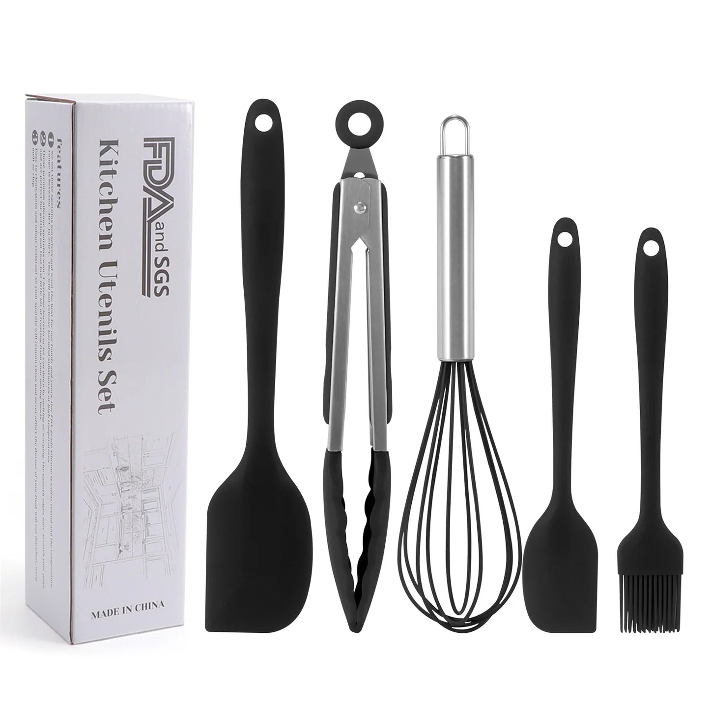 Silicone scraper 5-piece set, non stick cookware, DIY baking cake tools, kitchenware set, scraper 5-piece set