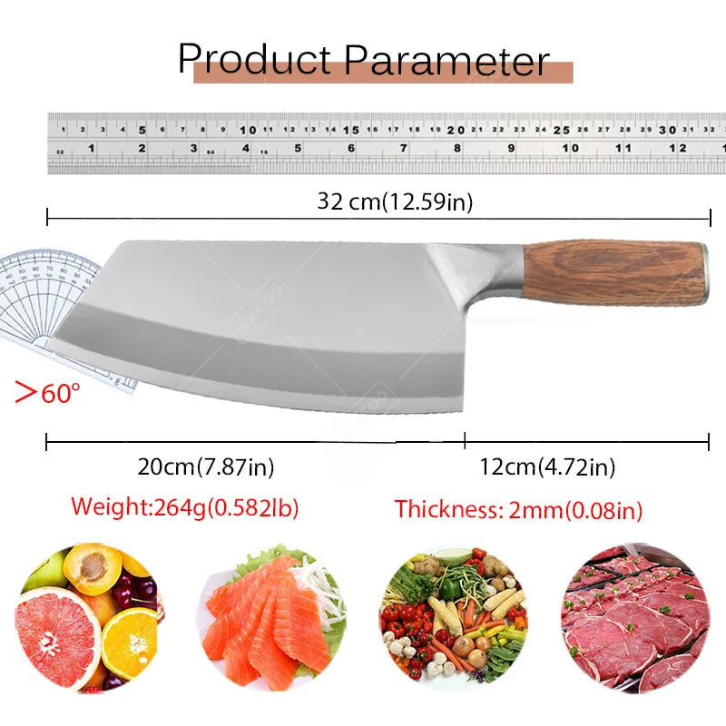 1PC 3PCS Kitchen Chef Knife Stainless Steel Meat Cleaver Sharp Slicing Knife Boning Knife Handmade Utility Knife Wood Handle
