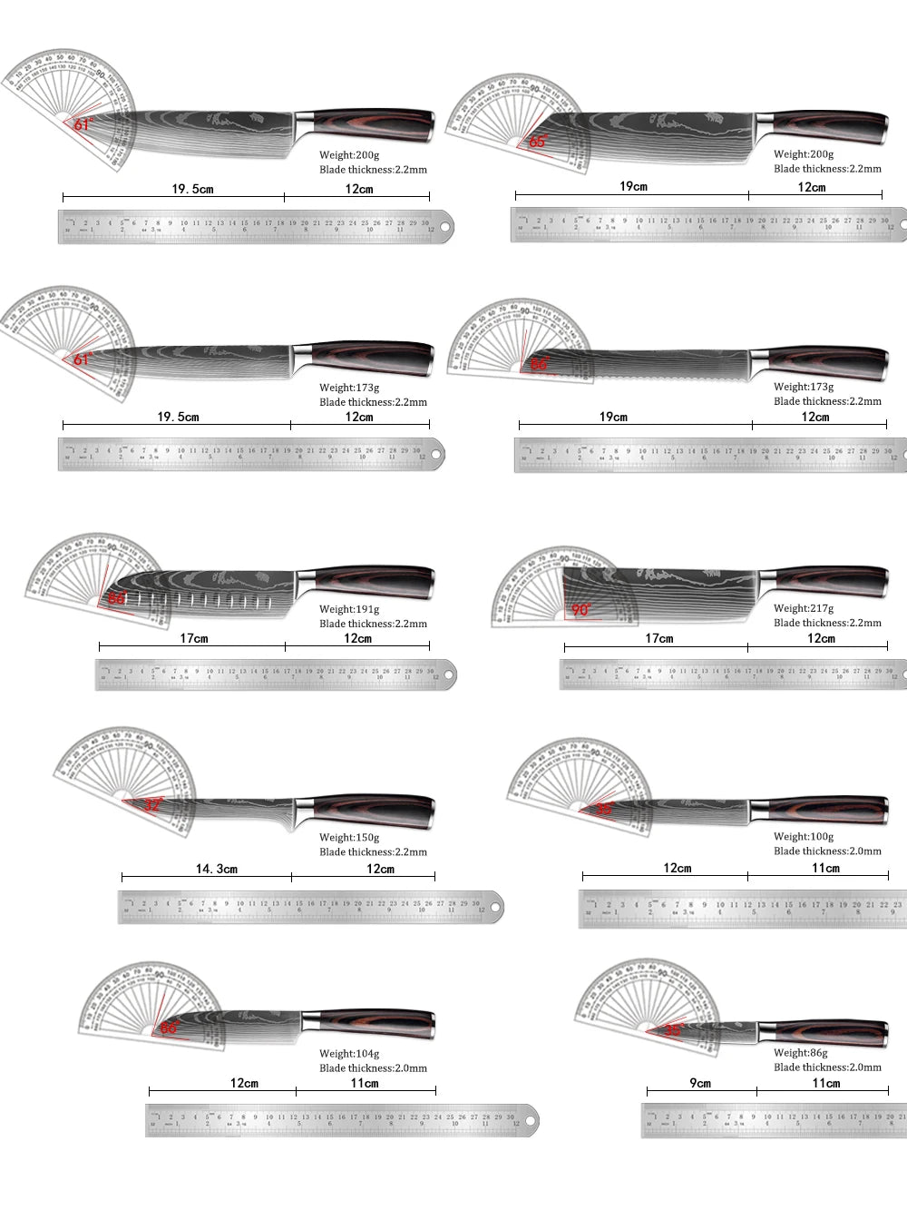 Kitchen Knife 8PCS Set With Knife Holder  Sharpening Stick, Stainless Steel Chef Knife Slicing Knife Sharp Cut Vegetables Meat