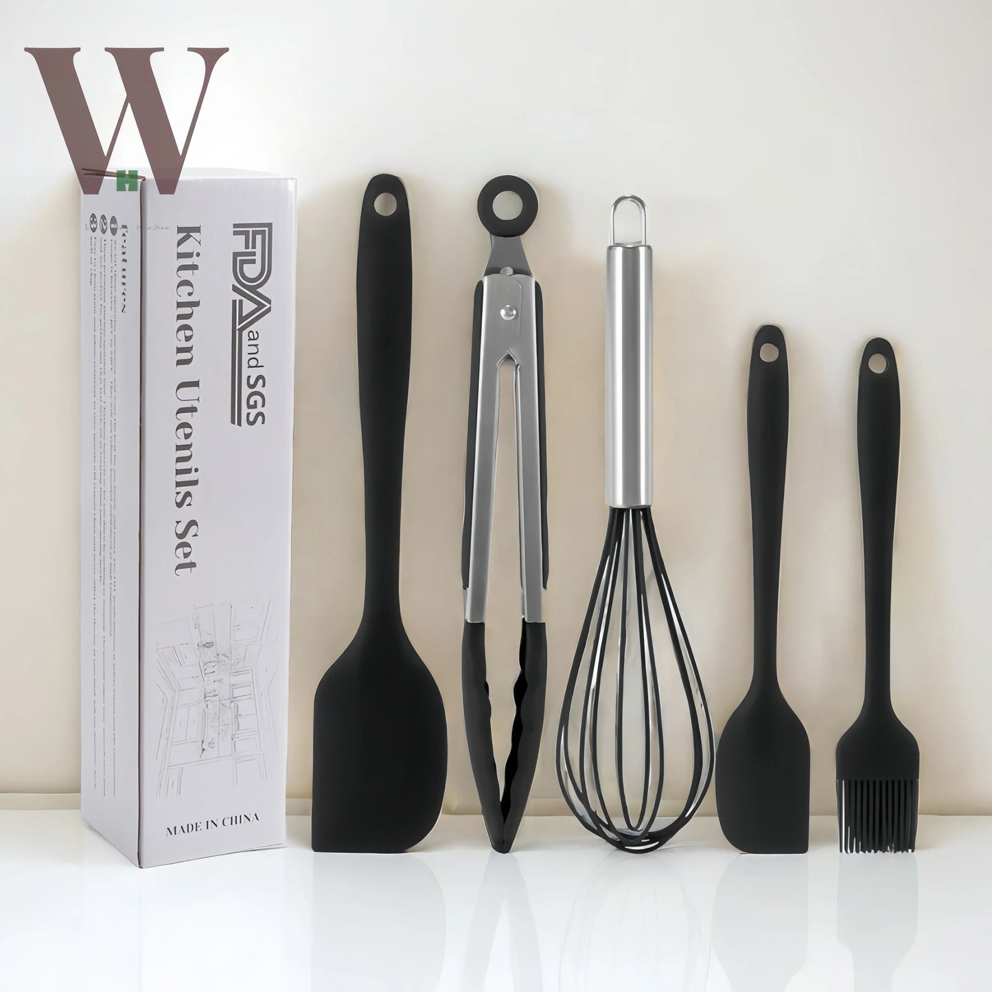 Silicone scraper 5-piece set, non stick cookware, DIY baking cake tools, kitchenware set, scraper 5-piece set