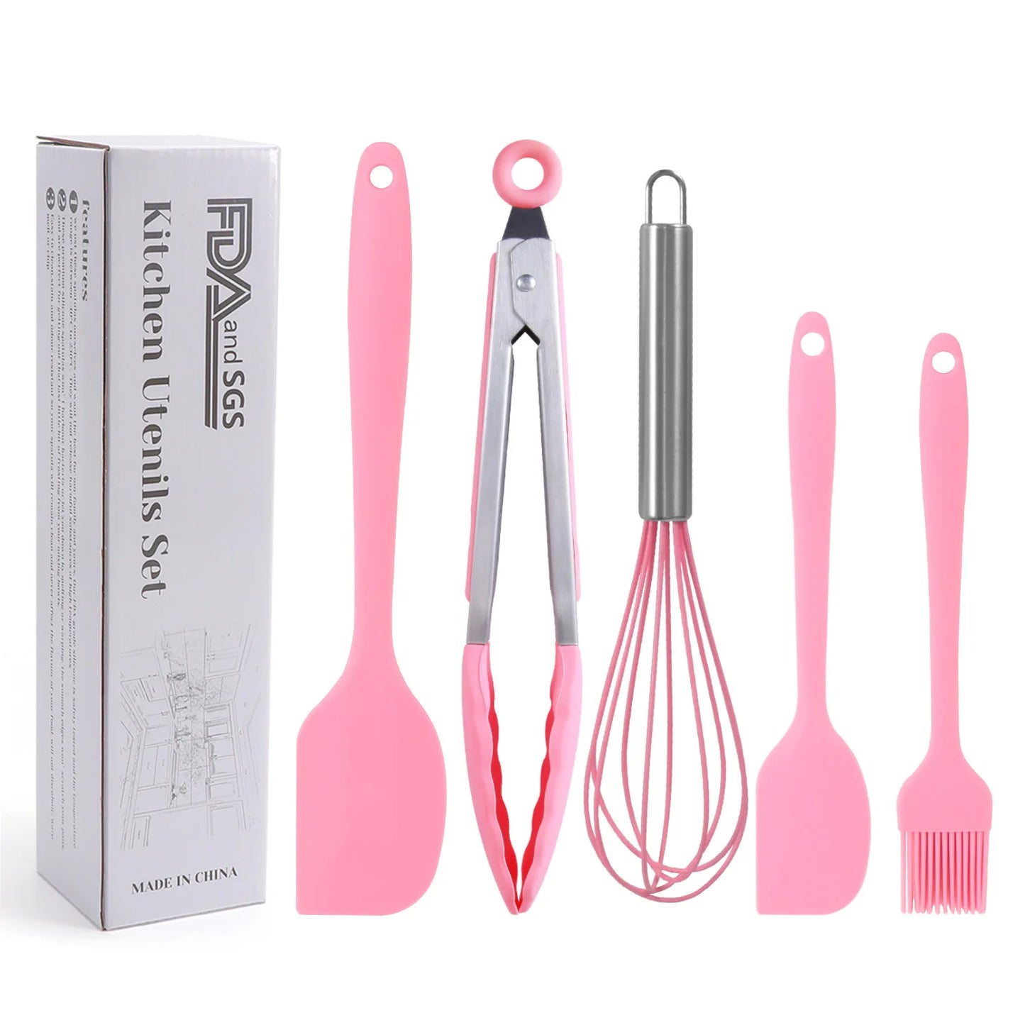 Silicone scraper 5-piece set, non stick cookware, DIY baking cake tools, kitchenware set, scraper 5-piece set