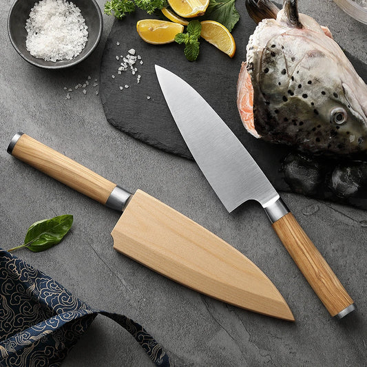 HEZHEN 180mm Deba Knife X9Cr18MoV Stainless Steel Cuisine Carving Tuna Salmon Sushi Sashimi Knife Kitchen Knives Cutting Tool