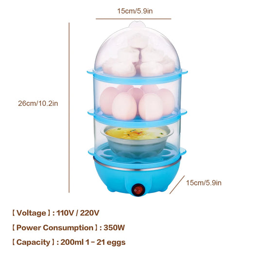 110V/220V Electric Egg Boiler Rapid Heating Mini Kitchen Poacher Auto-Off Portable Milk Steamer for Cooking Breakfast Machine