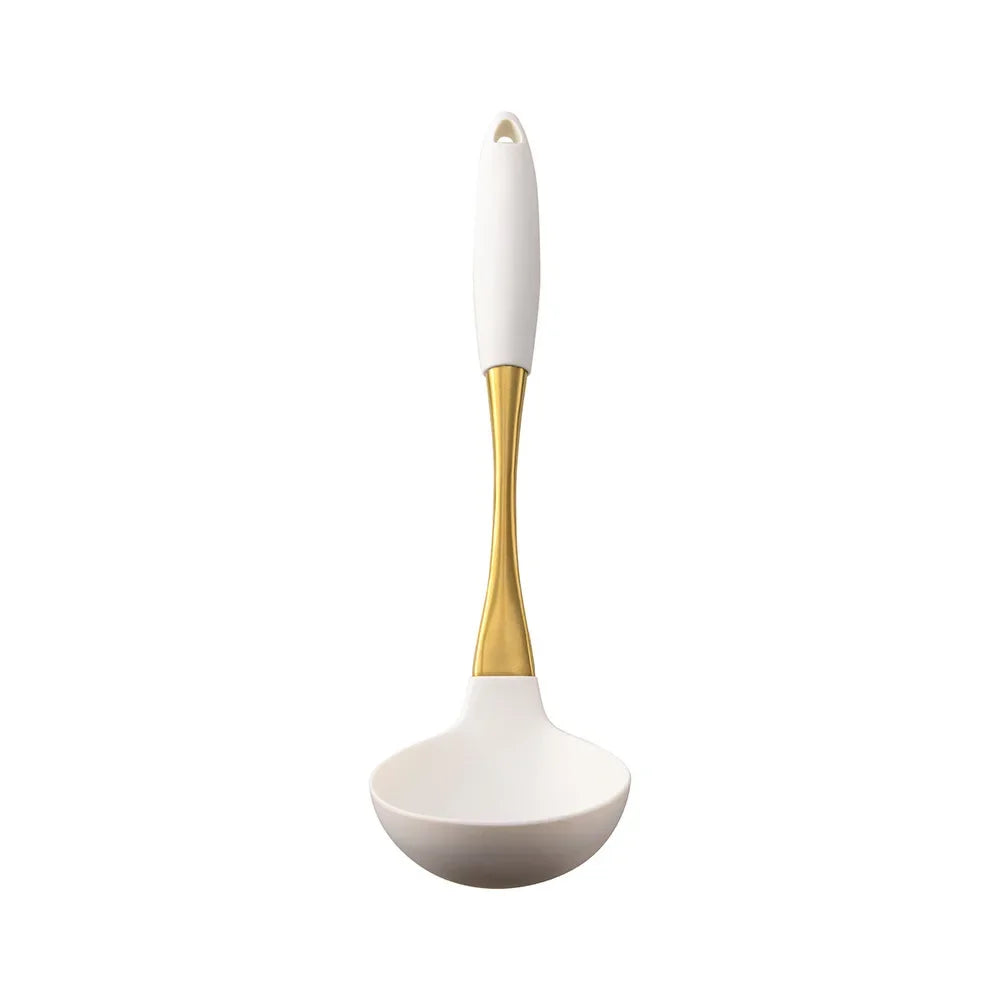 1Pc Silicone Kitchenware Cooking Utensils White Gold Kitchen Accessories Spatula Turner Heat-resistant Pasta Colander Shovel