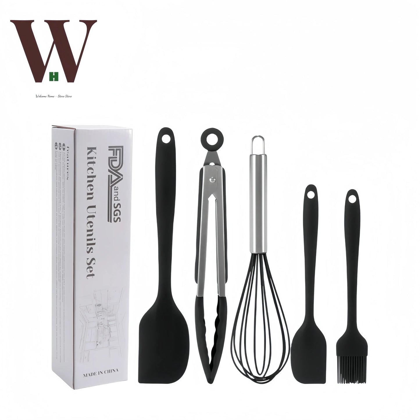 Silicone scraper 5-piece set, non stick cookware, DIY baking cake tools, kitchenware set, scraper 5-piece set