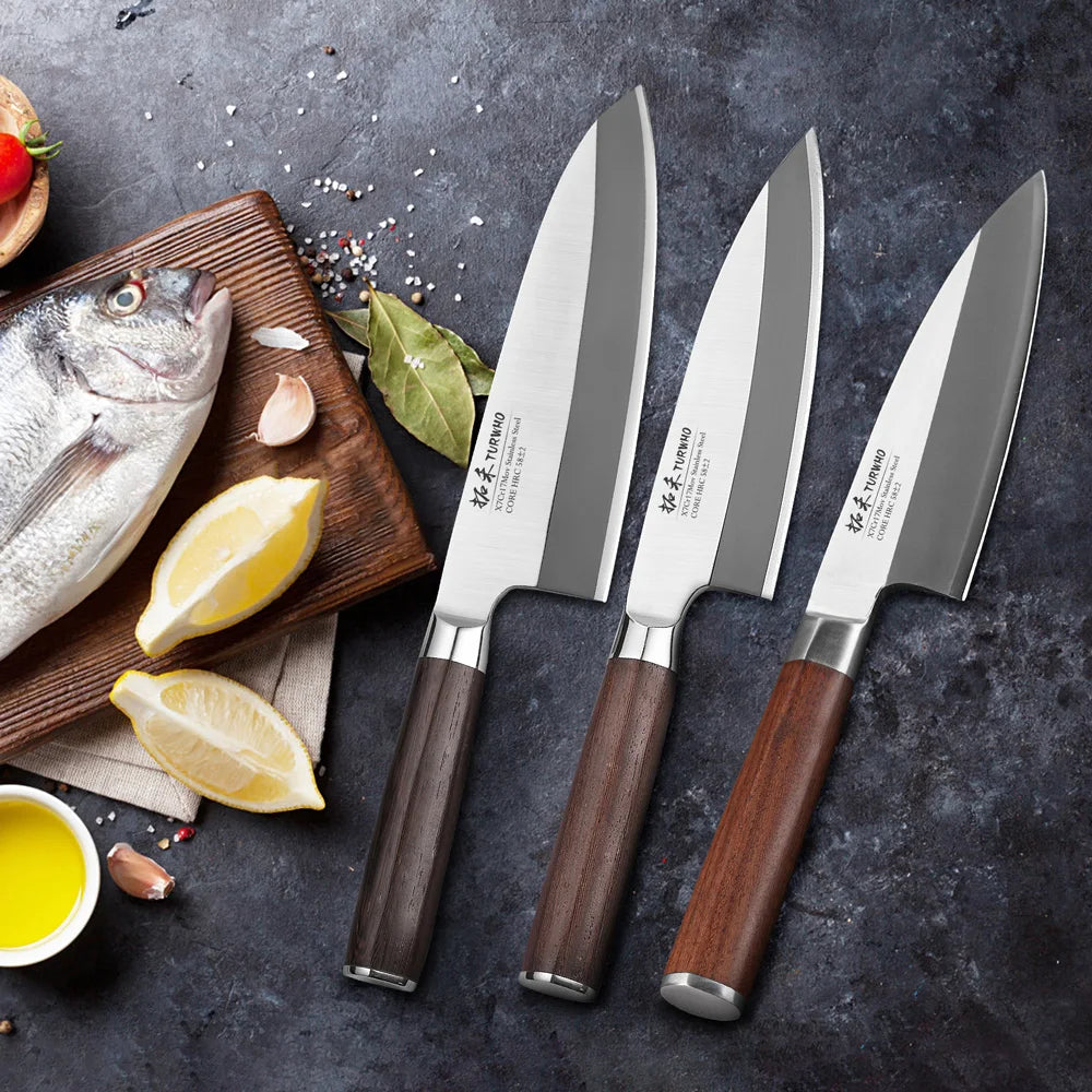 TURWHO Kitchen Knives Yanagiba Fish Head Cleaver Chef Knives Japanese Sashimi Knife Deba Salmon Sushi Filleting Kitchen Tools