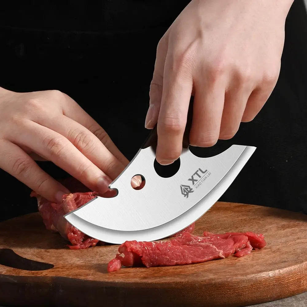 Compact Polished Stainless Steel Kitchen Knife – 5.7-Inch Blade, Thickened Design, Solid Wood Handle, Protective Sheath Included