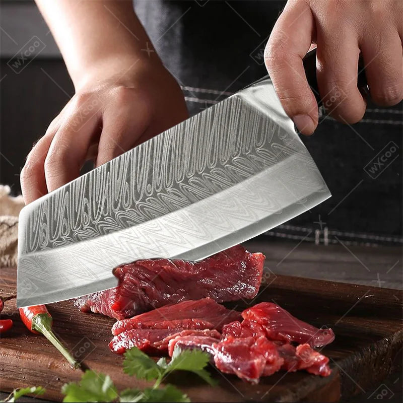 1PC 3PCS Stainless Steel Chef Knife Wood Handle Kitchen Utility Chopper Boning Meat Cleaver Slicing Vegetable Cooking Tools