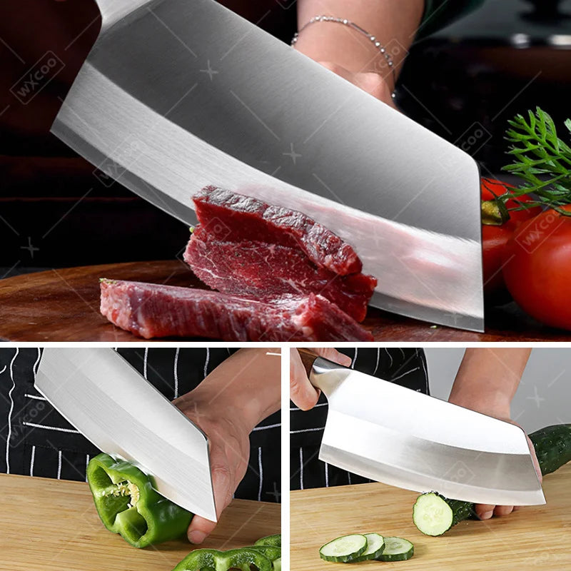 1PC 3PCS Kitchen Chef Knife Stainless Steel Meat Cleaver Sharp Slicing Knife Boning Knife Handmade Utility Knife Wood Handle