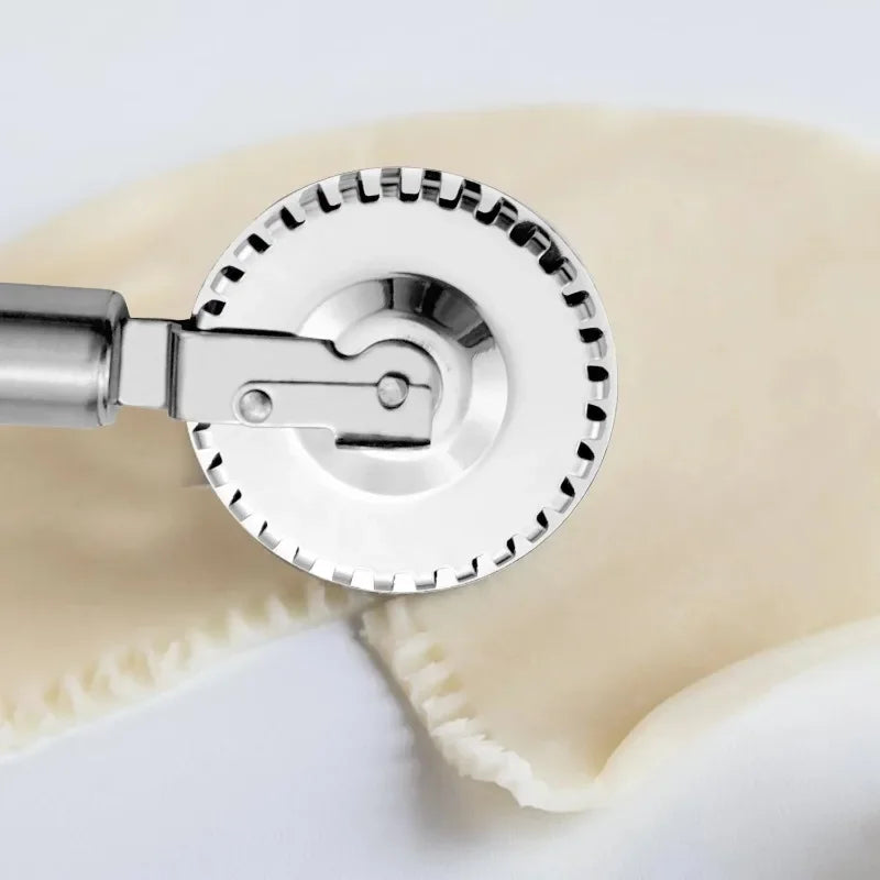 Stainless steel pastry roller edge sealing embossing knife, pie filling dumpling fancy double-sided rolling lace cutting knife