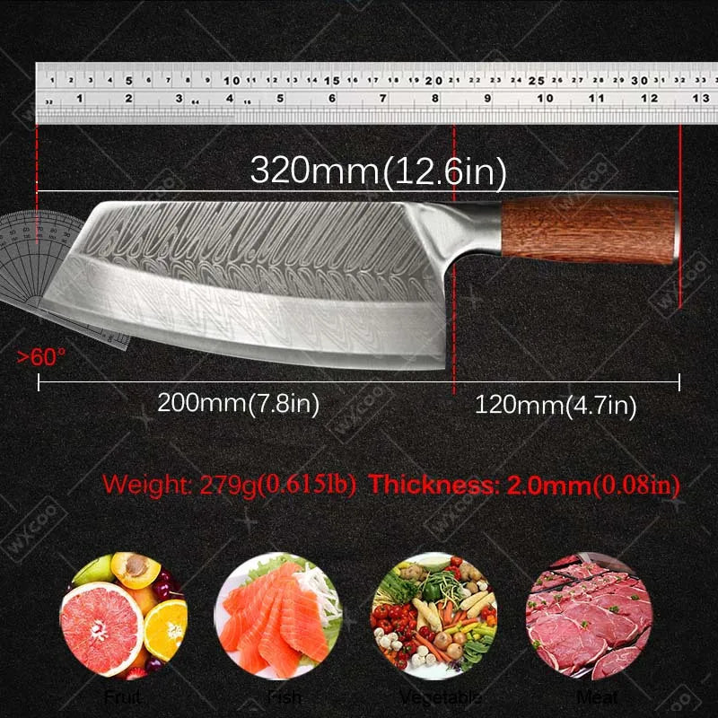 1PC 3PCS Stainless Steel Chef Knife Wood Handle Kitchen Utility Chopper Boning Meat Cleaver Slicing Vegetable Cooking Tools