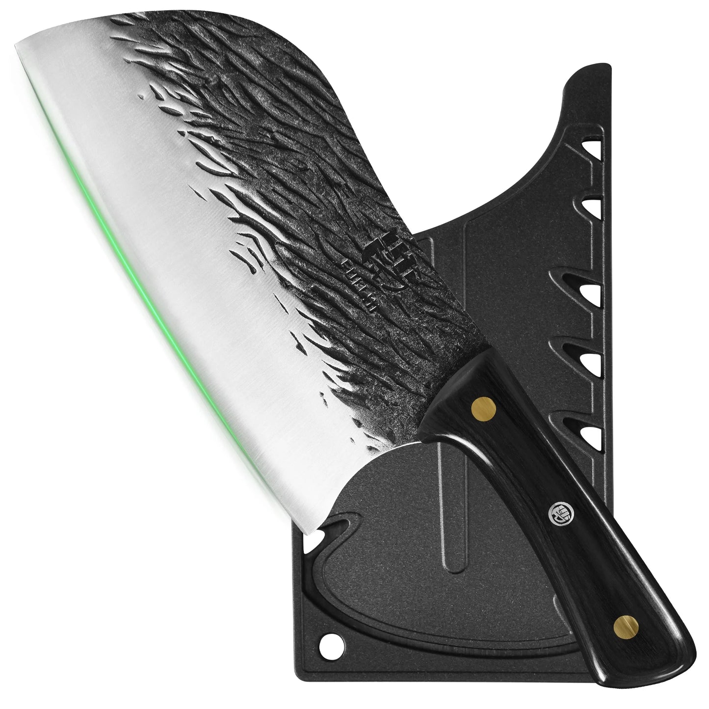 Full Tang Meat Cleaver with Forged High Carbon Steel Blade, Ergonomic Multi-color Handle Kitchen Knfie with Sheath for Cooking