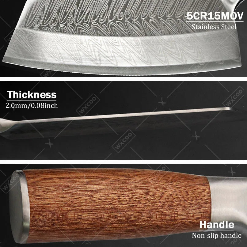 1PC 3PCS Stainless Steel Chef Knife Wood Handle Kitchen Utility Chopper Boning Meat Cleaver Slicing Vegetable Cooking Tools