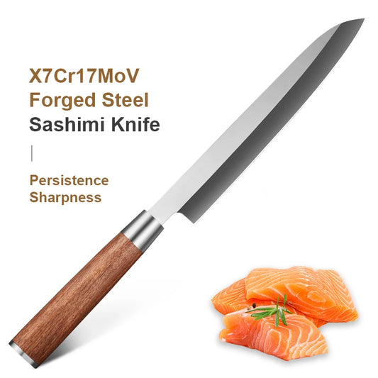 sashimi knife 8 inch  Knife Japanese X7Cr17MoV  Sushi Chef Knives Fish Fillet Slicing Salmon Knife Bubinga Wood Handle